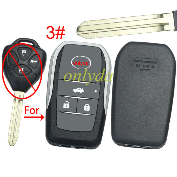 For Toyota  modified key shell with TOY 43 blade with badge，pls choose button model