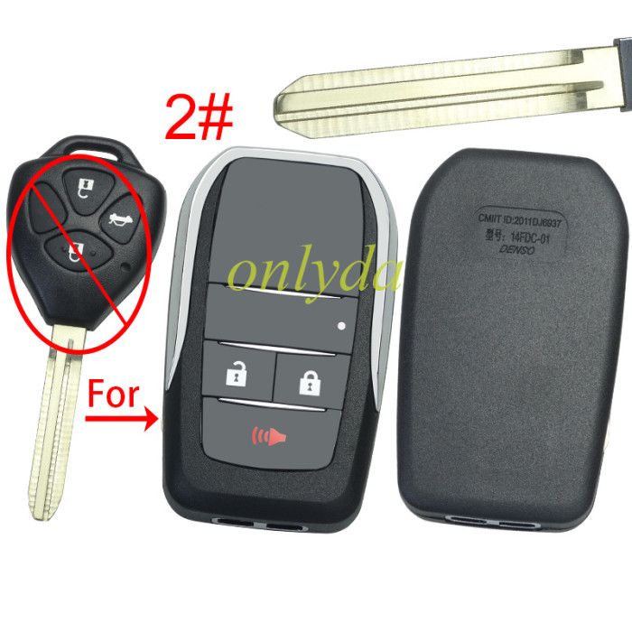 For Toyota  modified key shell with TOY 43 blade without badge，pls choose button model