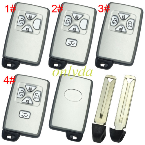 For Toyota  remote key shell with Silver square button with key blade with badge , pls choose button model