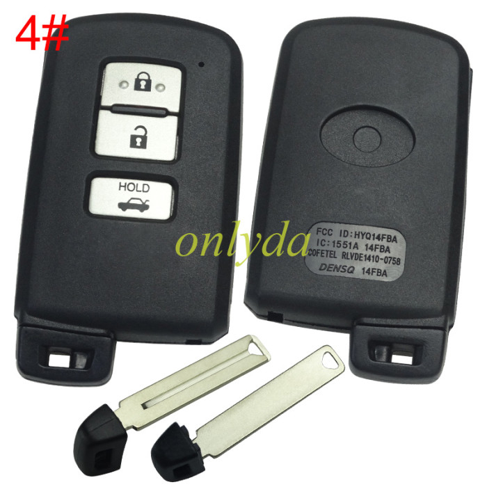 For Toyota  remote key shell with blade with badge ,the button is square and white, pls choose button model