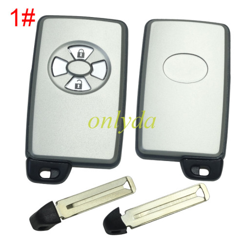 For Toyota  remote key shell with Silver Round Button with key blade with badge, pls choose button model