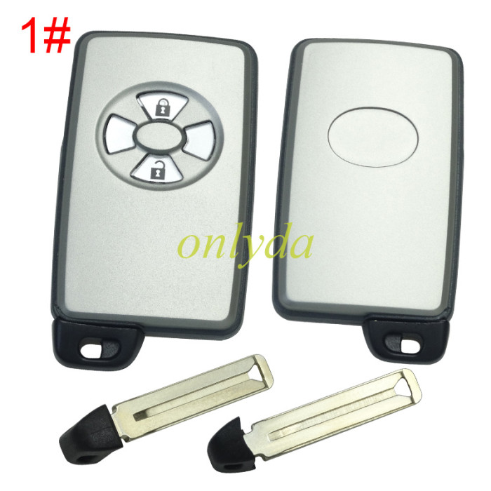 For Toyota  remote key shell with Silver Round Button with key blade with badge, pls choose button model