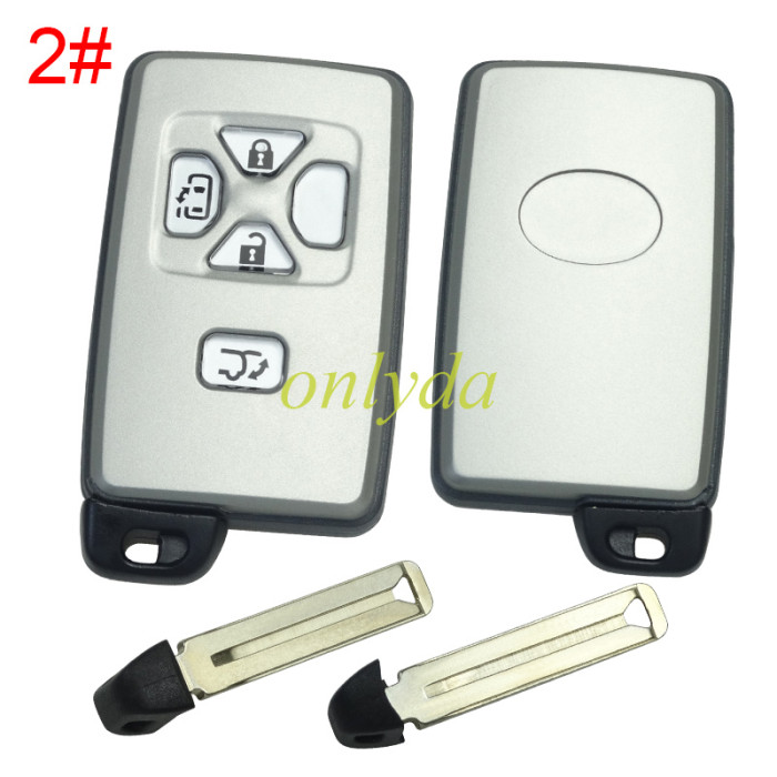 For Toyota  remote key shell with Silver square button with key blade with badge , pls choose button model