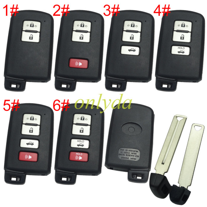 For Toyota  remote key shell with blade with badge ,the button is square and white, pls choose button model