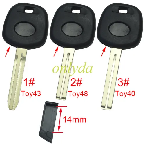 For Lexus transponder key blank  with blade,two side logo Soft plastic handle,  1# Toy43 ,2#Toy48,3#Toy40 ,pls choose blade model