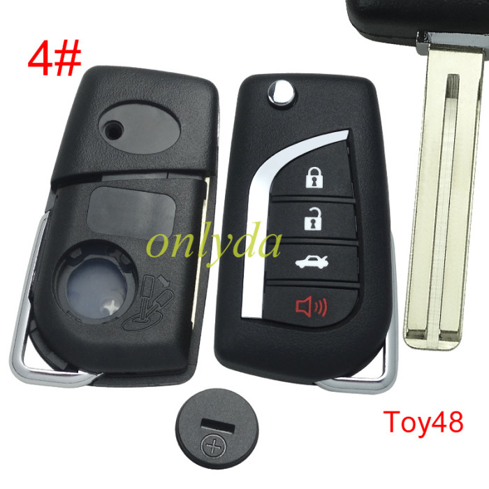 For Toyota  remote key shell  with TOY48 blade  with badge , pls choose button model