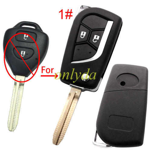 For Toyota modified  key shell with TOY 43 blade with badge, pls choose button model