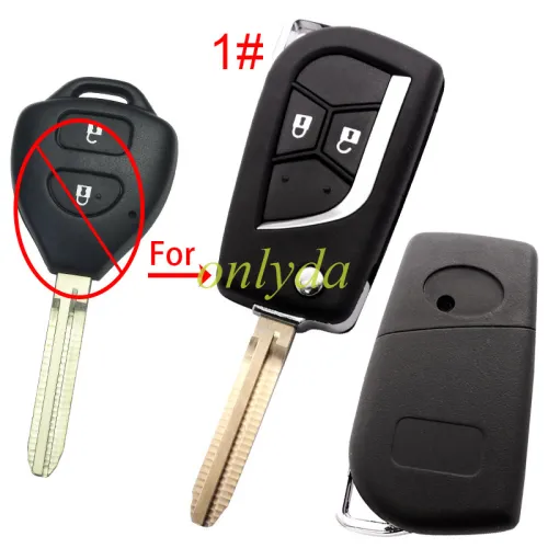 For Toyota modified  key shell with TOY 43 blade with badge, pls choose button model