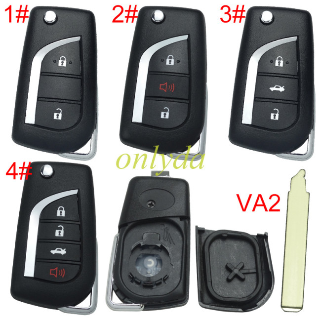 For Toyota  flip remote key blank with VA2 blade with badge , please choose the button model