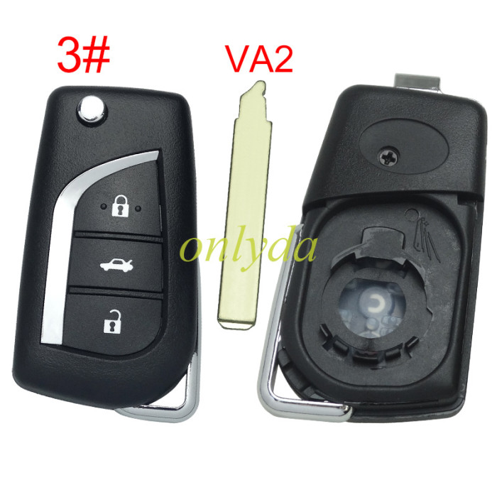 For Toyota  flip remote key blank with VA2 blade with badge , please choose the button model