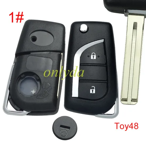 For Toyota  remote key shell  with TOY48 blade  with badge , pls choose button model