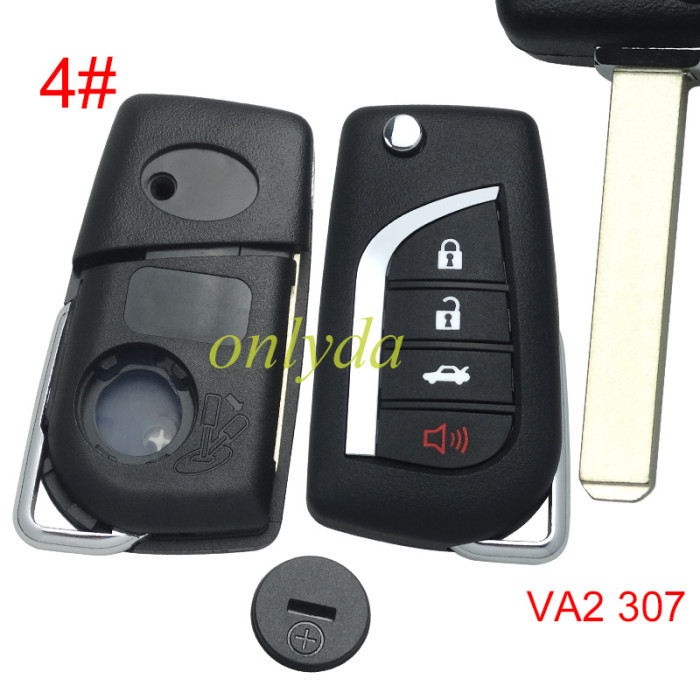 For Toyota  remote key shell  with VA2 blade with badge , pls choose button model