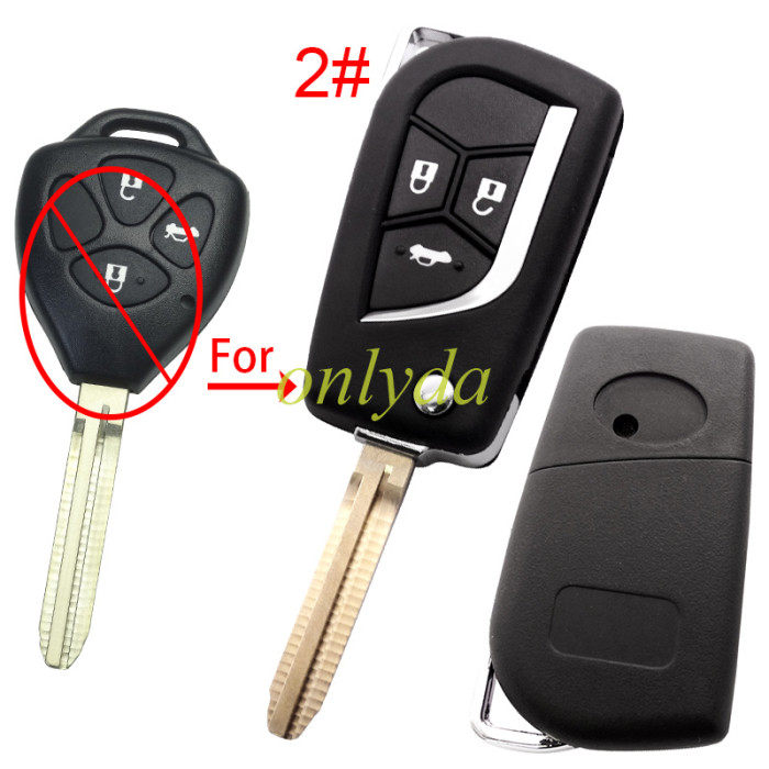 For Toyota modified  key shell with TOY 43 blade with badge, pls choose button model