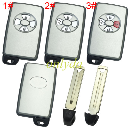 For Toyota  remote key shell with Silver Round Button with key blade with badge, pls choose button model