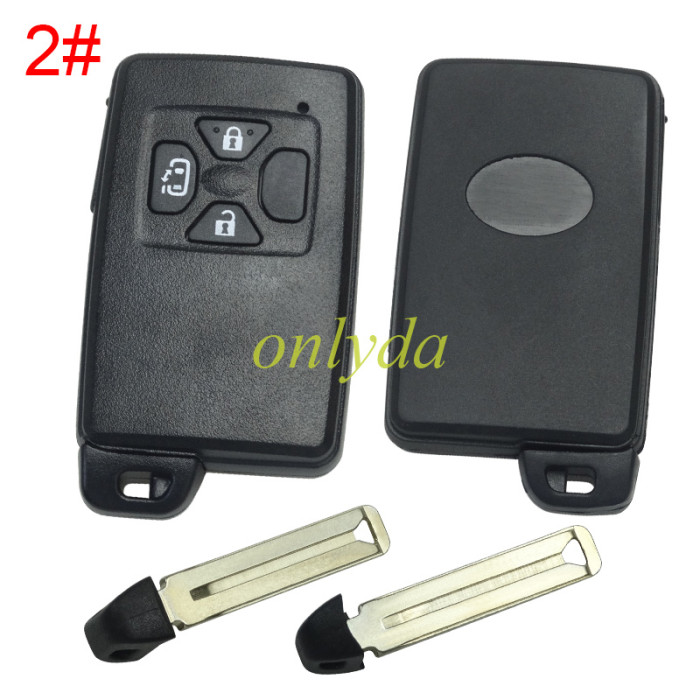 For Toyota  remote key shell with Black square  with key blade with badge , pls choose button model