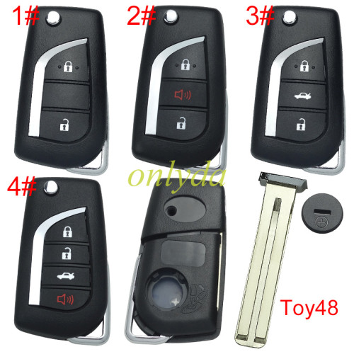 For Toyota  remote key shell  with TOY48 blade  with badge , pls choose button model