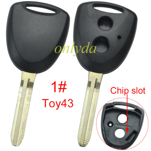 For Toyota 2 button remote key shell with  blade without badge  used for FT ,  1#Toy43, 2#Toy41, 3#Toy47 pls choose blade model