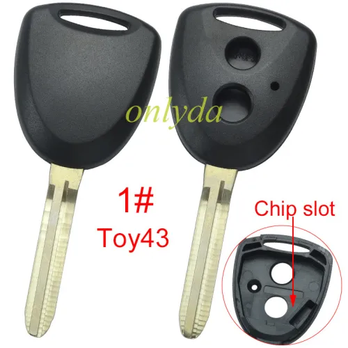 For Toyota 2 button remote key shell with  blade without badge  used for FT ,  1#Toy43, 2#Toy41, 3#Toy47 pls choose blade model