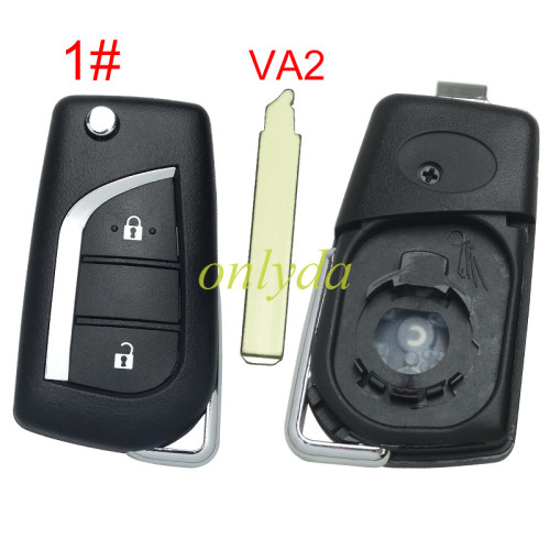 For Toyota  flip remote key blank with VA2 blade with badge , please choose the button model
