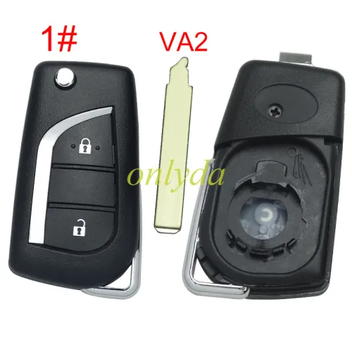 For Toyota  flip remote key blank with VA2 blade with badge , please choose the button model