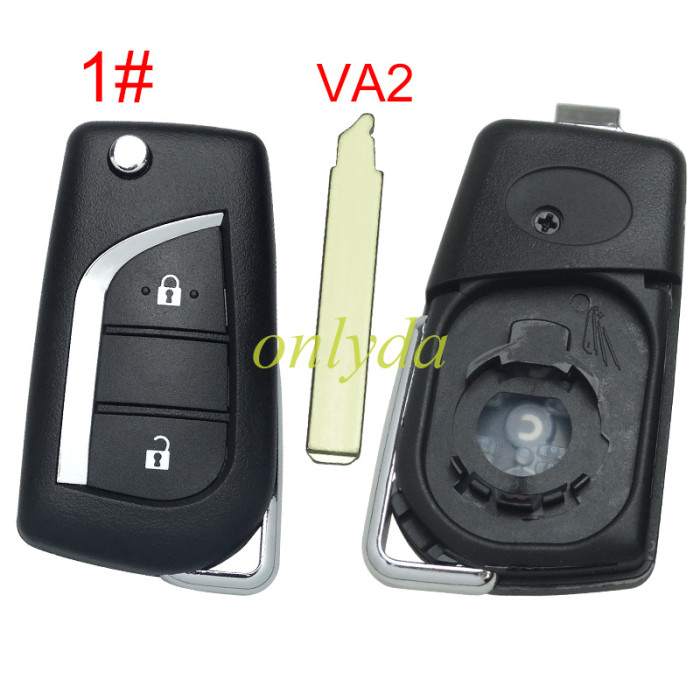For Toyota  flip remote key blank with VA2 blade with badge , please choose the button model