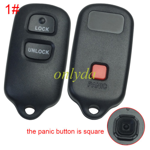 For Toyota remote  key blank the panic button is square, pls choose button model