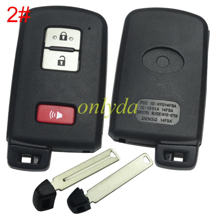 For Toyota  remote key shell with blade with badge ,the button is square and white, pls choose button model