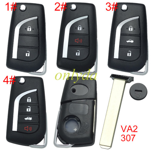 For Toyota  remote key shell  with VA2 blade with badge , pls choose button model