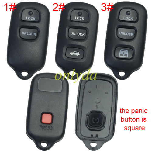 For Toyota remote  key blank the panic button is square, pls choose button model