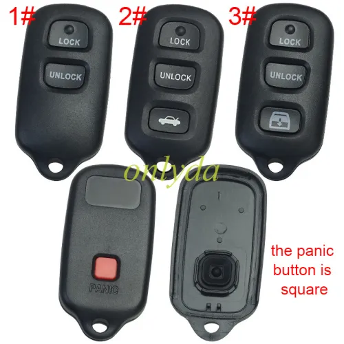 For Toyota remote  key blank the panic button is square, pls choose button model