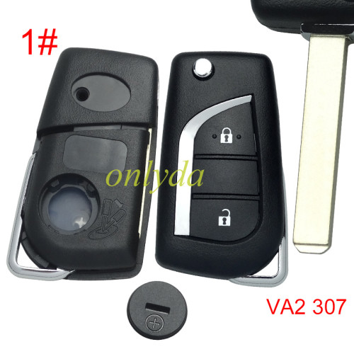 For Toyota  remote key shell  with VA2 blade with badge , pls choose button model