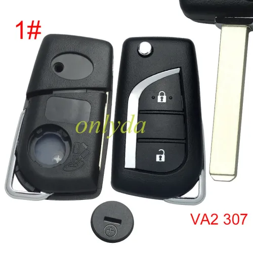 For Toyota  remote key shell  with VA2 blade with badge , pls choose button model
