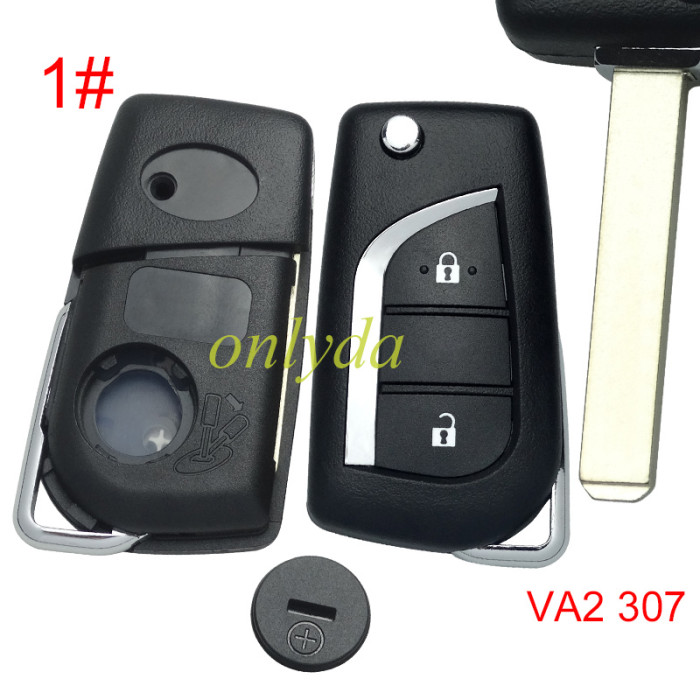 For Toyota  remote key shell  with VA2 blade with badge , pls choose button model