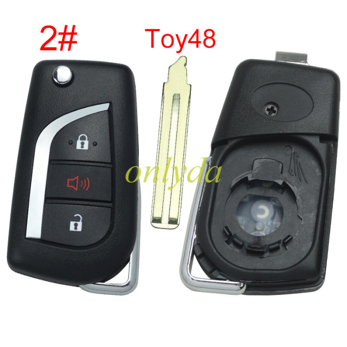 For Toyota  flip remote key blank with TOY48 blade with badge , please choose the button model