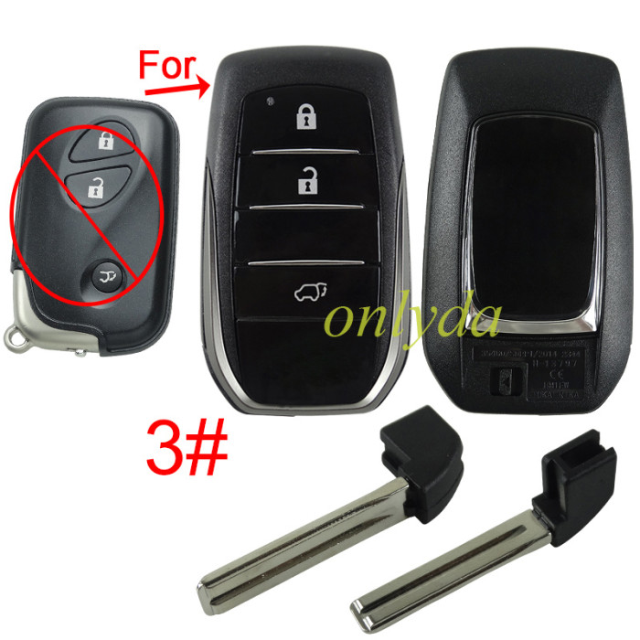 For Lexus  modified remote key blank with  cover with badge without blade , pls choose button model