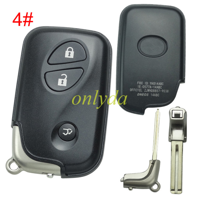 For Lexus  4 button remote key shell with badge with blade , pls choose button model