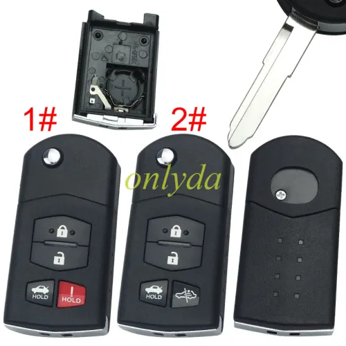 For mazda  remote key shell with blade ,with badge  , pls choose button model