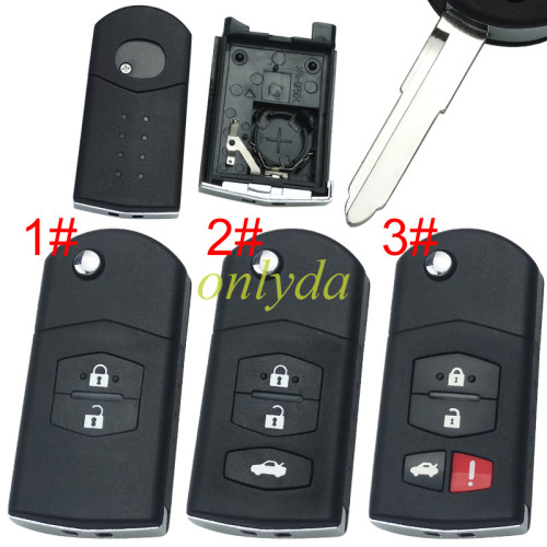 For mazda  remote key shell with blade ,with badge  , pls choose button model