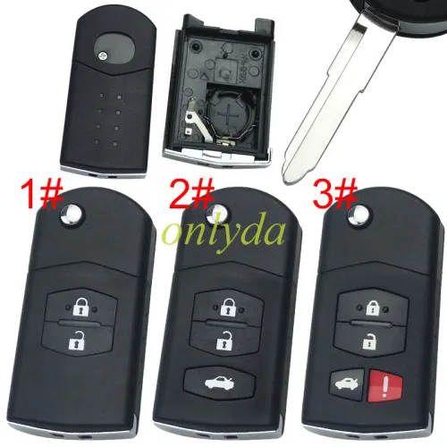 For mazda  remote key shell with blade ,with badge  , pls choose button model