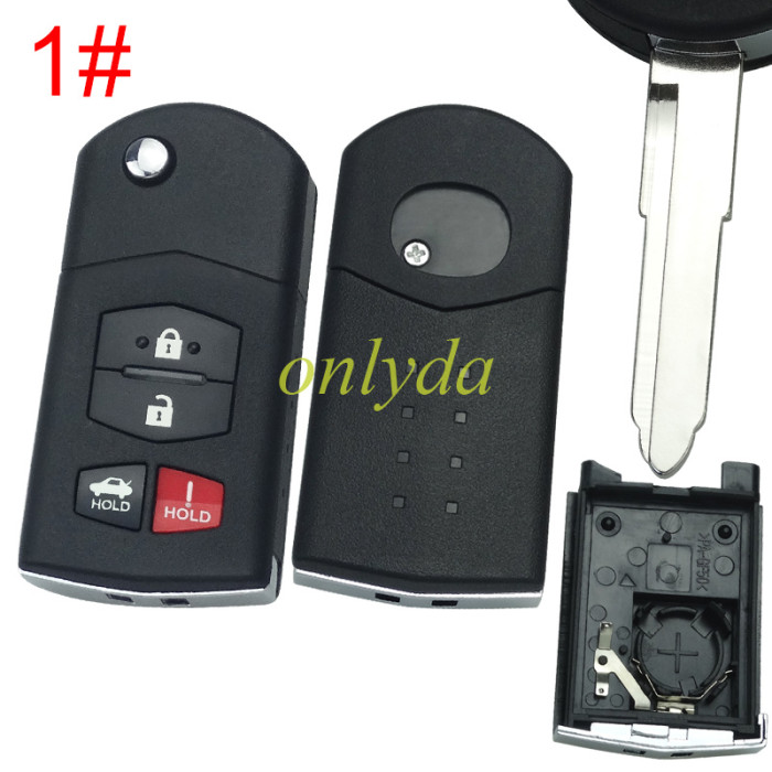 For mazda  remote key shell with blade ,with badge  , pls choose button model