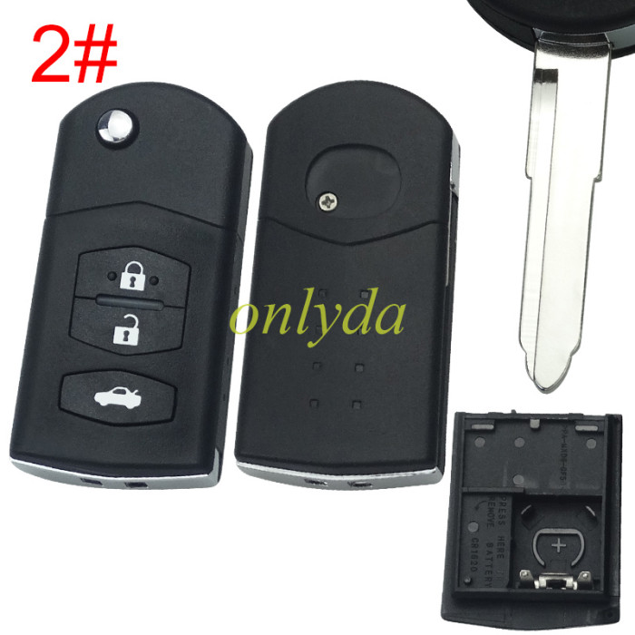 For mazda  remote key shell with blade ,with badge  , pls choose button model