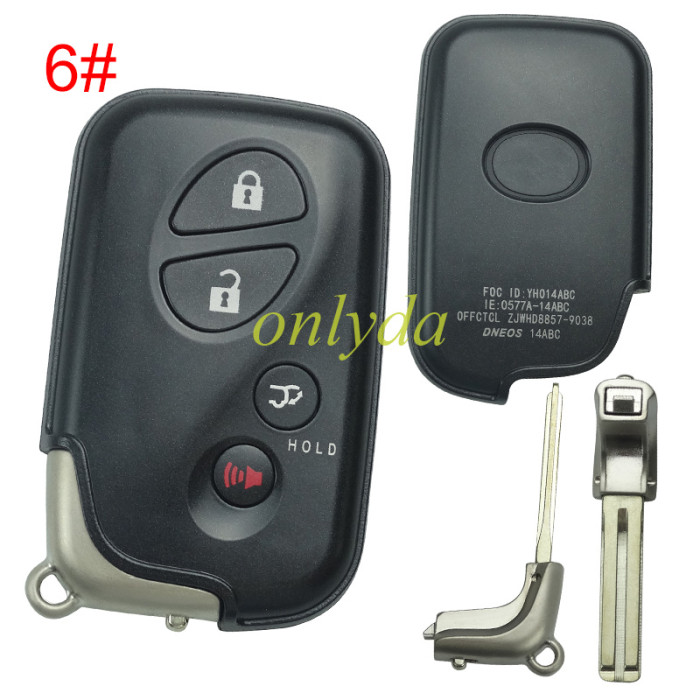 For Lexus  4 button remote key shell with badge with blade , pls choose button model