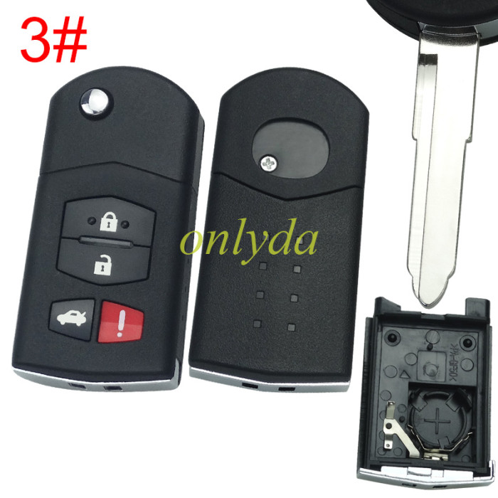 For mazda  remote key shell with blade ,with badge  , pls choose button model