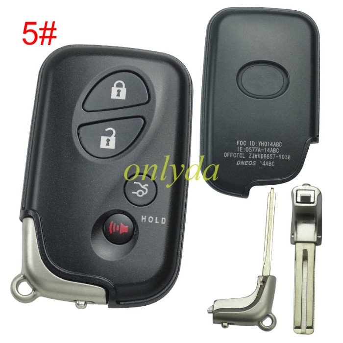For Lexus  4 button remote key shell with badge with blade , pls choose button model