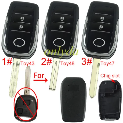 For Lexus 2 button  modified remote key blank with chip slot with badge with blade