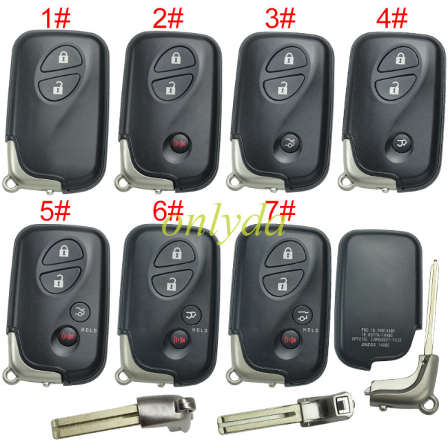 For Lexus 4 button remote key shell without badge with blade , pls choose button model