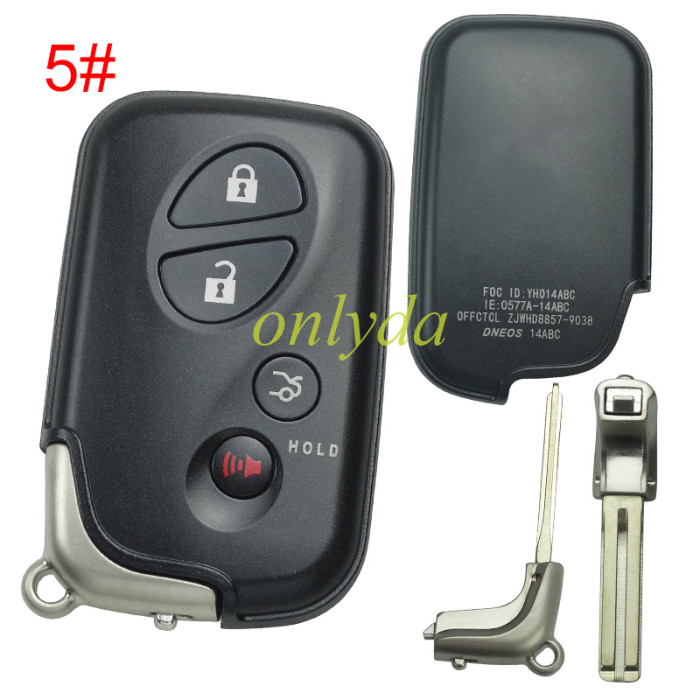 For Lexus  4 button remote key shell without badge with blade , pls choose button model