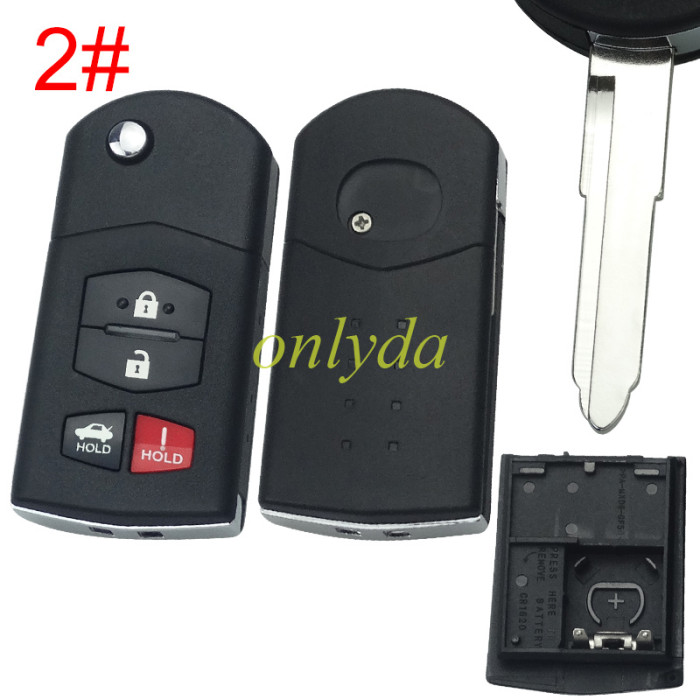 For mazda  remote key shell with blade ,with badge , pls choose button model