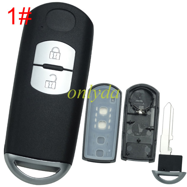For Mazda 2 button remote key blank with oval badge place