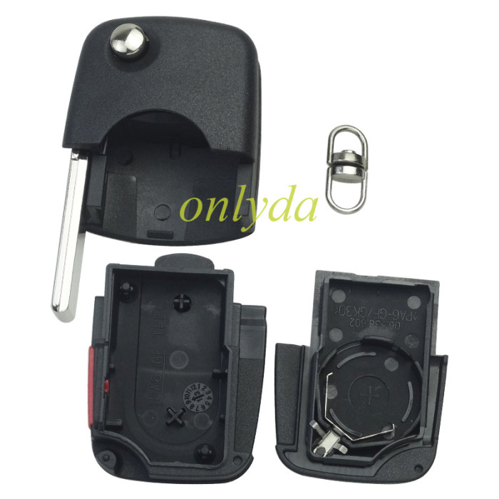For VW  remote key blank with Large battery Clamp with badge,  (the key head connect face is round)， pls choose button model